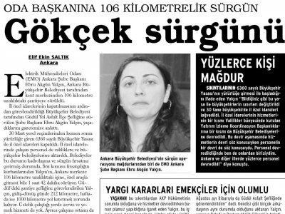 GÖKÇEK SÜRGÜNÜ (EVRENSEL, 10.12.2014)