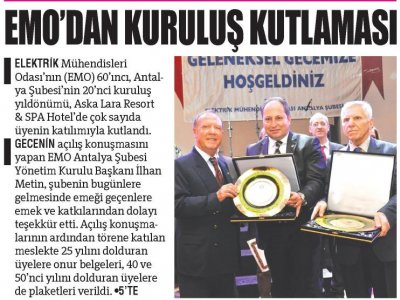 EMO DAN KURULUŞ KUTLAMASI (AKDENİZ‘DE YENİ YÜZYIL-24.12.2014)