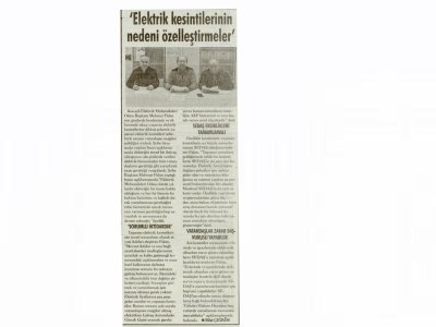 ELEKTRİK KESİNTİLERİNİN NEDENİ ÖZELLEŞTİRMELER-ÇAĞDAŞ KOCAELİ