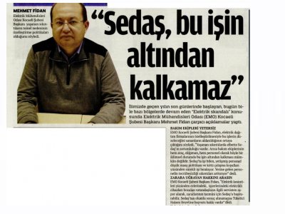 SEDAŞ BU İŞİN ALTINDAN KALKAMAZ-ÖZGÜR KOCAELİ