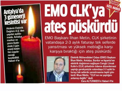 EMO CLK YA ATEŞ PÜSKÜRDÜ (AKDENİZ MANŞET-25.01.2015)