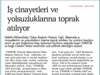 İŞ CİNAYETLERİ VE YOLSUZLUKLAR TOPRAKLA ÖRTÜLÜYOR
