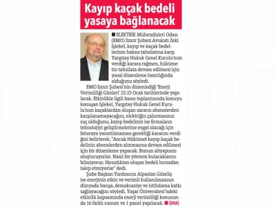 KAYIP KAÇAK BEDELİ YASAYA BAĞLANACAK - 14.01.2015 - HURRİYET EGE