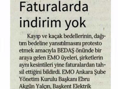 FATURALARDA İNDİRİM YOK (ÖZGÜR GÜNDEM, 7.2.2015)