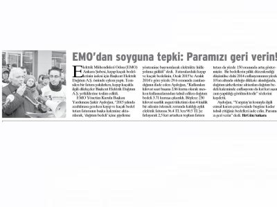 EMO`DAN SOYGUNA TEPKİ (BİRGÜN, 21.2.2015)