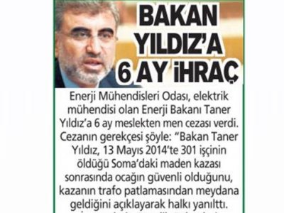 BAKAN YILDIZ A 6 AY İHRAÇ (POSTA, 3.3.2015)