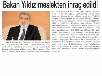 BAKAN YILDIZ MESLEKTEN İHRAÇ EDİLDİ (TEK YILDIZ, 3.3.2015)