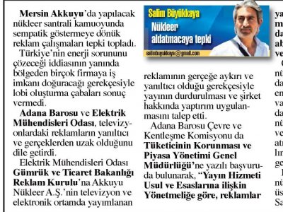 NÜKLEER REKLAM ŞİKAYET EDİLDİ.