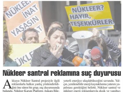 NÜKLEER SANTRAL REKLAMINA SUÇ DUYURUSU (15.04.2015, BAŞKENT GAZETESİ)