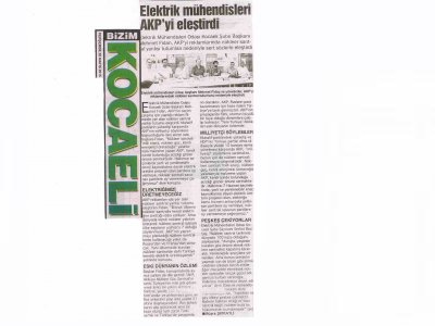 ELEKTRİK MÜHENDİSLERİ AKP`Yİ ELEŞTİRDİ-BİZİM KOCAELİ
