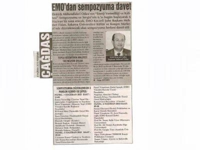 EMO`DAN SEMPOZYUMA DAVET-ÇAĞDAŞ KOCAELİ