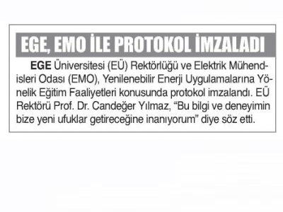 EGE, EMO İLE PROTOKOL İMZALADI -27.06.2015 -DOKUZ EYLÜL