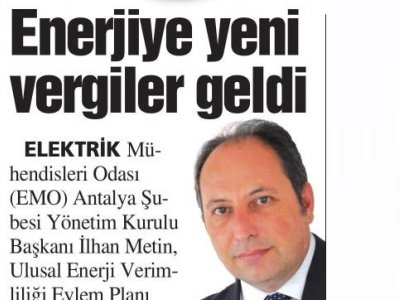 ENERJİYE YENİ VERGİLER GELDİ (HÜRSES ANTALYA - 15.08.2015)