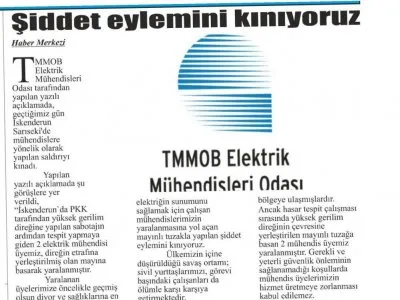ŞİDDET EYLEMİNİ KINIYORUZ (İRADE)