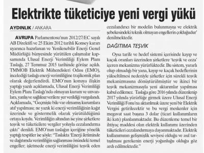 ELEKTRİKTE HALKA YENİ VERGİ YÜKÜ (AYDINLIK)