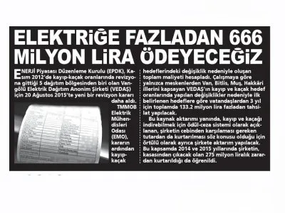 ELEKTRİĞE FAZLADAN 666 MİLYON LİRA ÖDEYECEĞİZ (ŞOK)
