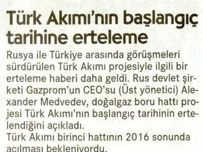 TÜRK AKIMI`NIN BAŞLANGIÇ TARİHİNE ERTELEME (CUMHURİYET)