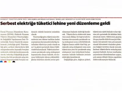 SERBEST ELEKTRİĞE TÜKETİCİ LEHİNE YENİ DÜZENLEME GELDİ (DÜNYA)