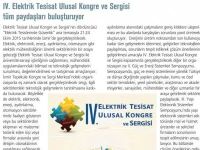 IV. ELEKTRİK TESİSAT ULUSAL KONGRE VE SERGİSİ TÜM PAYDAŞLARI BULUŞTURUYOR (3E ELECTROTECH)