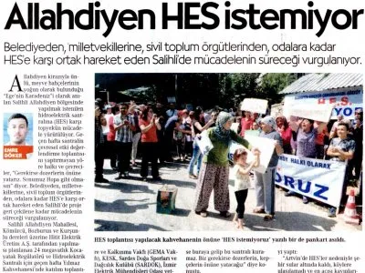 ALLAHDİYEN HES İSTEMİYOR (CUMHURİYET)