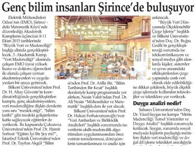 GENÇ BİLİM İNSANLARI ŞİRİNCE`DE BULUŞUYOR (YENİ GÜN İZMİR)