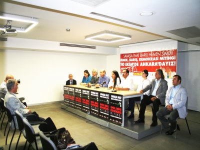 10 EKİM EMEK, BARIŞ VE DEMOKRASİ MİTİNGİ İÇİN ŞUBE BAŞKANLARI BASIN AÇIKLAMASI