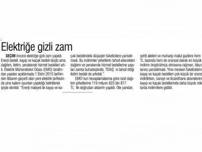 ELEKTRİĞE GİZLİ ZAM (AYDINLIK)
