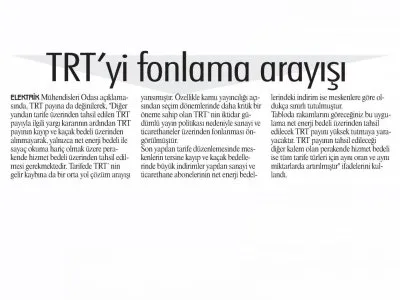 TRT`Yİ FONLAMA ARAYIŞI (GAZETE İSTANBUL)