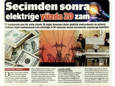 SEÇİMDEN SONRA ELEKTRİĞE YÜZDE 20 ZAM (MEYDAN)