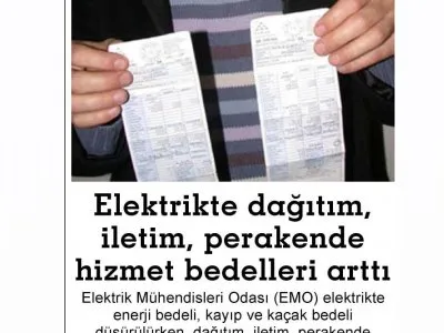 ELEKTRİKTE DAĞITIM, İLETİM, PERAKENDE HİZMET BEDELLERİ ARTTI (MERSİN HAKİMİYET)