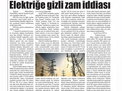 ELEKTRİĞE GİZLİ ZAM İDDİASI (YENİ GÜN)