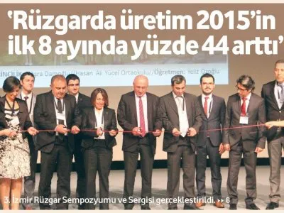 RÜZGARDA ÜRETİM 2015`İN İLK 8 AYINDA YÜZDE 44 ARTTI` (GAS & POWER GREEN POWER)