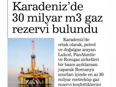 KARADENİZ`DE 30 MİLYAR M3 GAZ REZERVİ BULUNDU (HABERTÜRK)