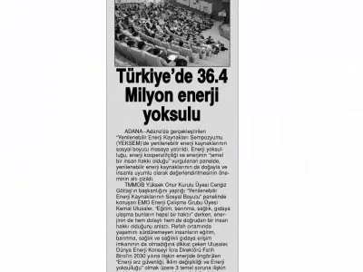 TÜRKİYE DE 36.4 MİLYON ENERJİ YOKSULU (EKSPRES)