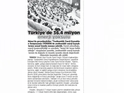 TÜRKİYE`DE 36.4 MİLYON ENERJİ YOKSULU (GÜNEY HABER)