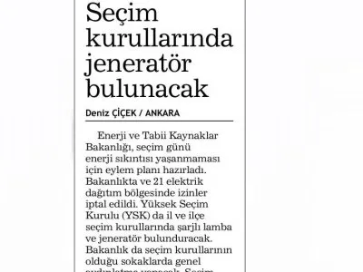 SEÇİM KURULLARINDA JENERATÖR BULUNACAK (HABERTÜRK)