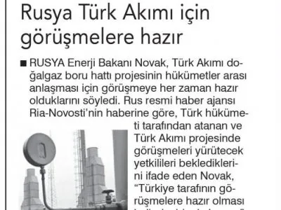 RUSYA TÜRK AKIMI İÇİN GÖRÜŞMELERE HAZIR (BİRGÜN)