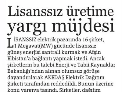 LİSANSSIZ ÜRETİME YARGI MÜJDESİ (HÜRRİYET)