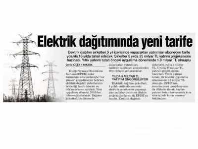 ELEKTRİK DAĞITIMINDA YENİ TARİFE (HABERTÜRK)