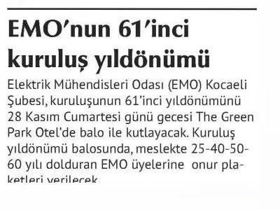 EMO`NUN 61. KURULUŞ YILDÖNÜMÜ-ÖZGÜR KOCAELİ