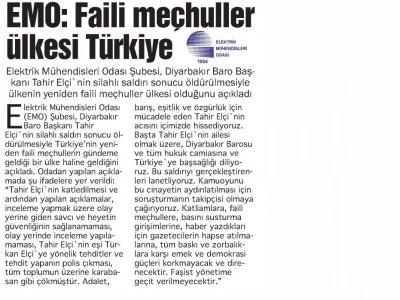 EMO: FAİLİ MEÇHULLER ÜLKESİ TÜRKİYE-BİZİM KOCAELİ