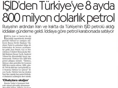 TÜRKİYE IŞİD`DEN PETROL ALIYOR`  (CUMHURİYET)
