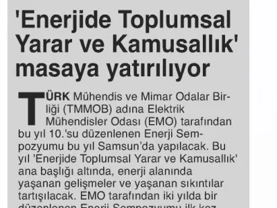 `ENERJİDE TOPLUMSAL YARAR VE KAMUSALLIK1 MASAYA YATIRILIYOR (GAZETE GERÇEK)