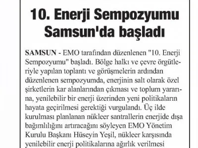10.ENERJİ SEMPOZYUMU SAMSUN`DA BAŞLADI (GÜNEYDOĞU EKSPRES)