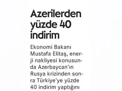 AZERİLERDEN YÜZDE 40 İNDİRİM (CUMHURİYET)
