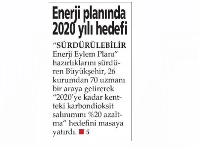 ENERJİ PLANINDA 2020 YILI HEDEFİ (YENİ GÜN İZMİR)