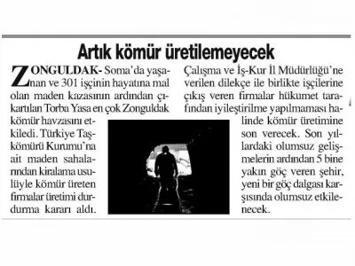 ARTIK KÖMÜR ÜRETİLMEYECEK (ANAYURT)