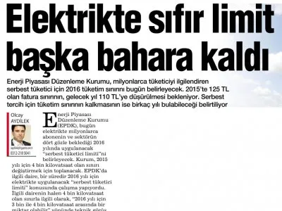 ELEKTRİKTE SIFIR LİMİT BAŞKA BAHARA KALDI (HABERTÜRK)