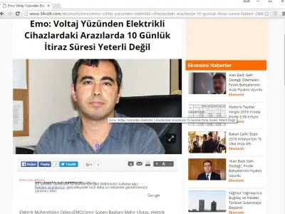 EMO: VOLTAJ YÜZÜNDEN ELEKTRİKLİ CİHAZLARDAKİ ARIZALARDA 10 GÜNLÜK İTİRAZ SÜRESİ YETERLİ DEĞİL (34VOLT.COM)