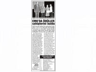 EMO`DA ÖDÜLLER SAHİPLERİNİ BULDU-ÇAĞDAŞ KOCAELİ